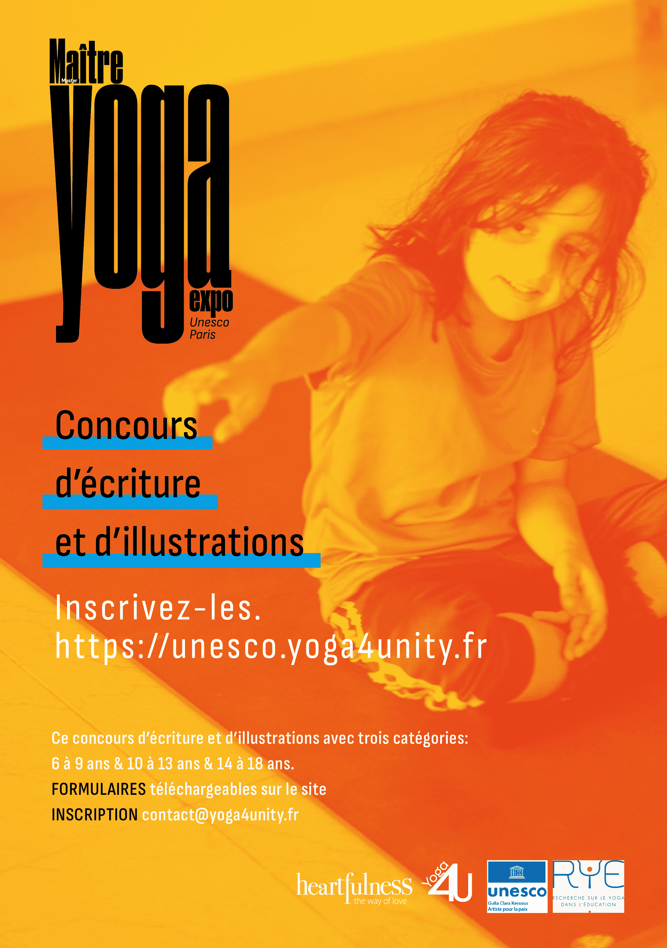 Affiche Concours d'écriture et d'illustrations Yoga UNESCO expo Maitre yoga